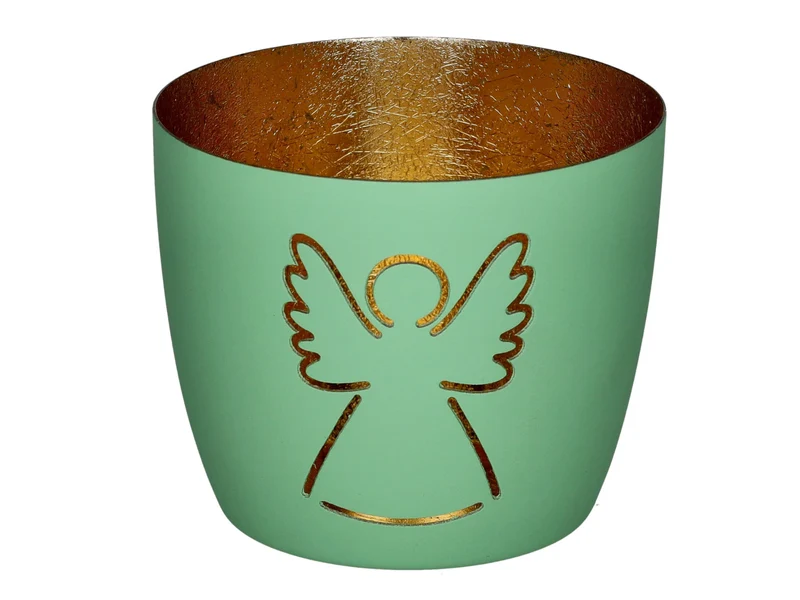 Giftcompany Madras Windlicht M Engel aqua/gold 8,5cm