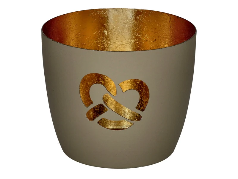 Giftcompany Madras Windlicht M Brezel sandstone/gold 8,5cm