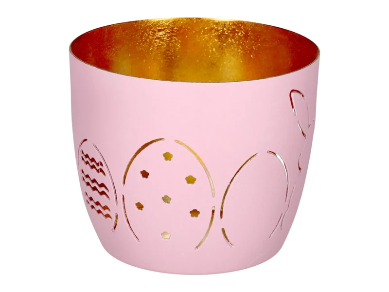 Giftcompany Madras Windlicht M Hase mit Ostereier rosa/gold 8,5cm