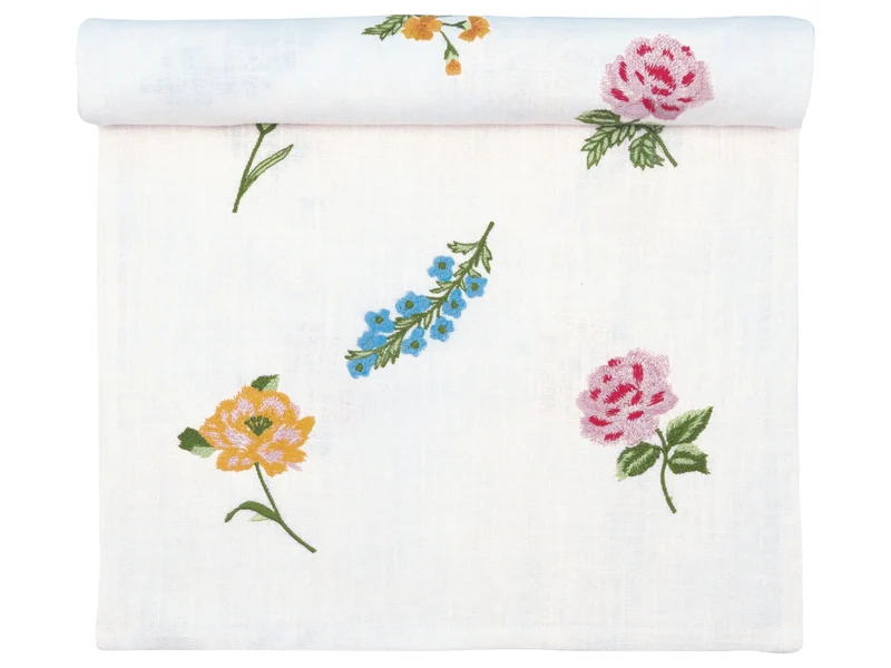 Greengate Estrid Tischläufer mit Stickerei white 140x45cm