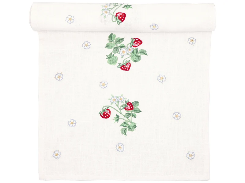 Greengate Berry Tischläufer mit Stickerei white 140x45cm