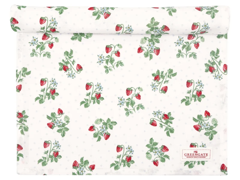 Greengate Berry Tischläufer white 140x45cm