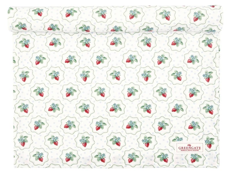 Greengate Berry Tischläufer petit white 140x45cm