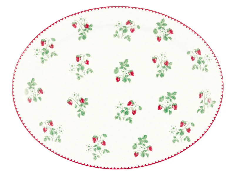 Greengate Berry Servierplatte oval medium white 21x27cm