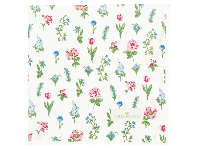 Greengate Estrid Stoffserviette mit Spitze white 40x40cm