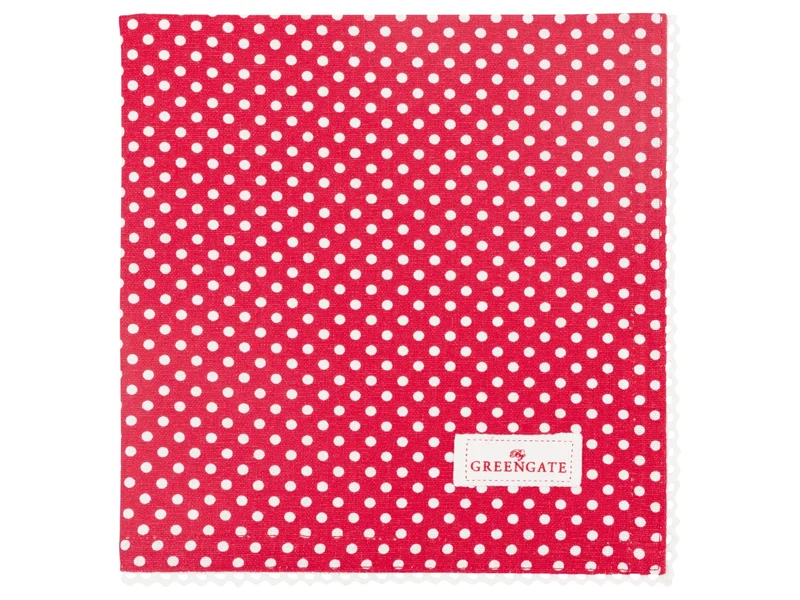 Greengate Dotty Stoffserviette mit Spitze red 40x40cm