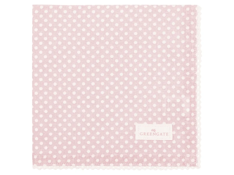 Greengate Dotty Stoffserviette mit Spitze pale pink 40x40cm