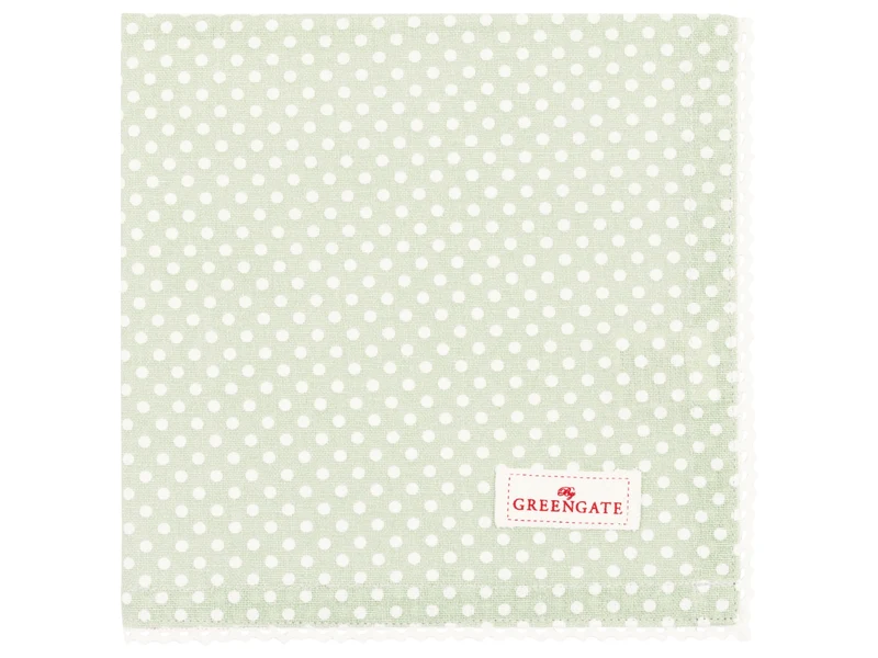 Greengate Dotty Stoffserviette mit Spitze pale green 40x40cm