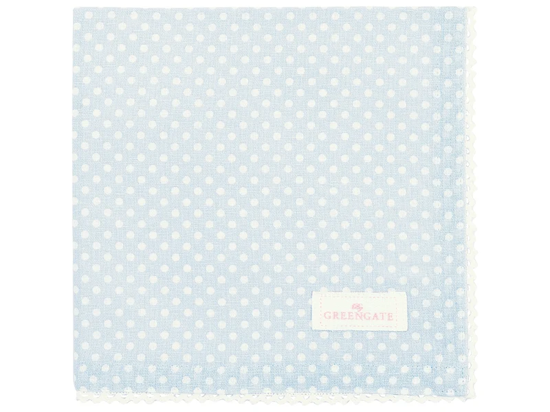 Greengate Dotty Stoffserviette mit Spitze pale blue 40x40cm