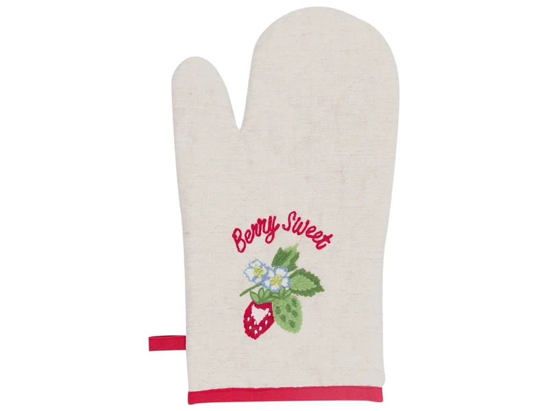 Greengate Berry Ofenhandschuh mit Stickerei beige 31cm