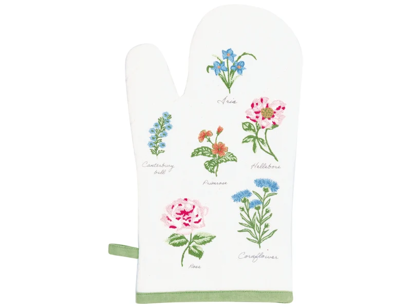 Greengate Agnes Ofenhandschuh mit Stickerei white 31cm