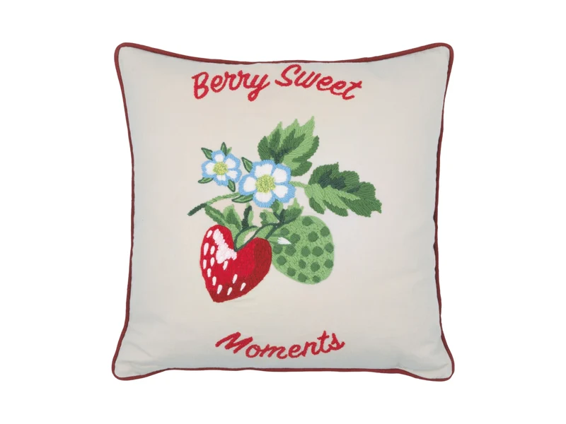 Greengate Berry Kissenhülle mit Stickerei beige 40x40cm