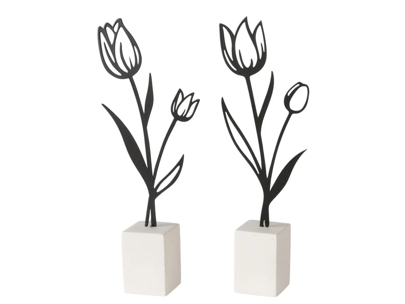 Boltze Carina Dekoaufsteller Blume sortiert weiß/schwarz 28cm (1 Stück)