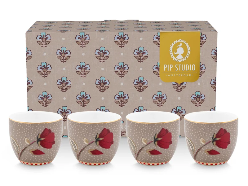 PIP STUDIO Blooming Tales Fantasy Khaki Eierbecher 5cm Set4