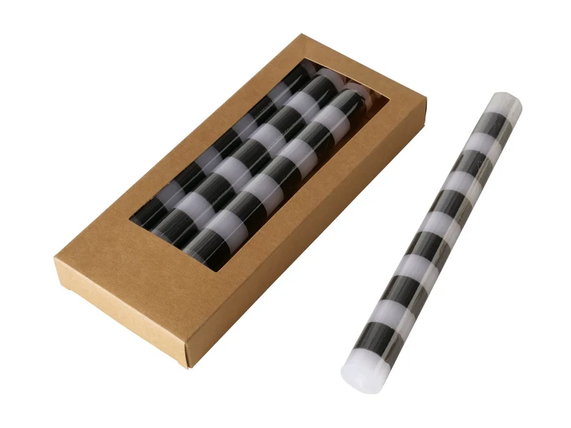 Boltze Stripe Stabkerze schwarz/weiß 20cm 4tlg