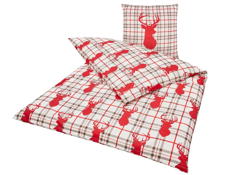 Boltze Kitzbühl Bettwäsche beige/rot 2tlg 200x135cm (1 Stück)