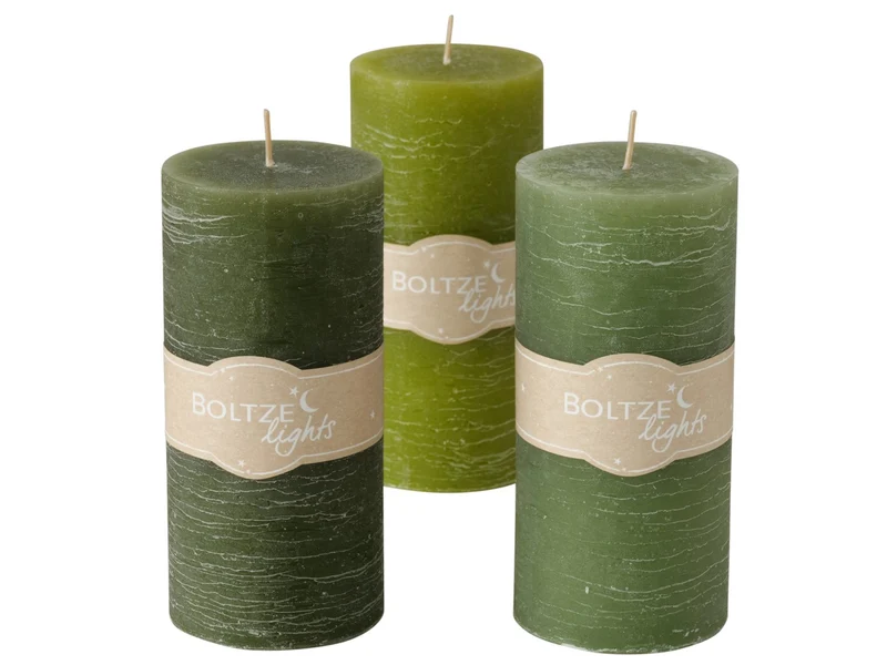 Boltze Basic Stumpenkerze sortiert grün 15cm (1 Stück)