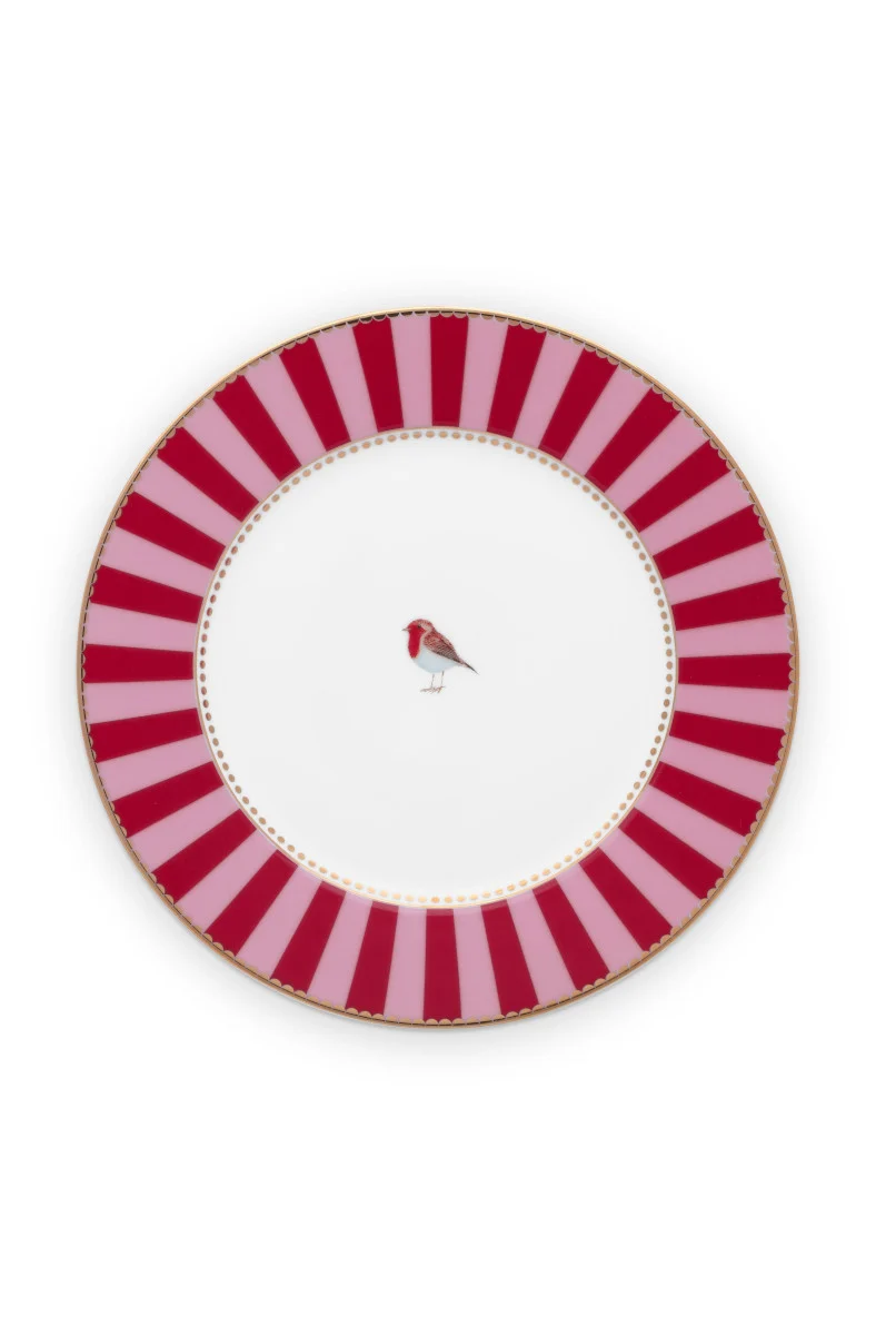 PIP STUDIO Love Birds Brotteller Stripes rot-pink 17cm
