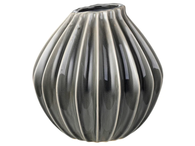Broste Copenhagen WIDE Vase M Keramik Smoked Pearl 25 cm