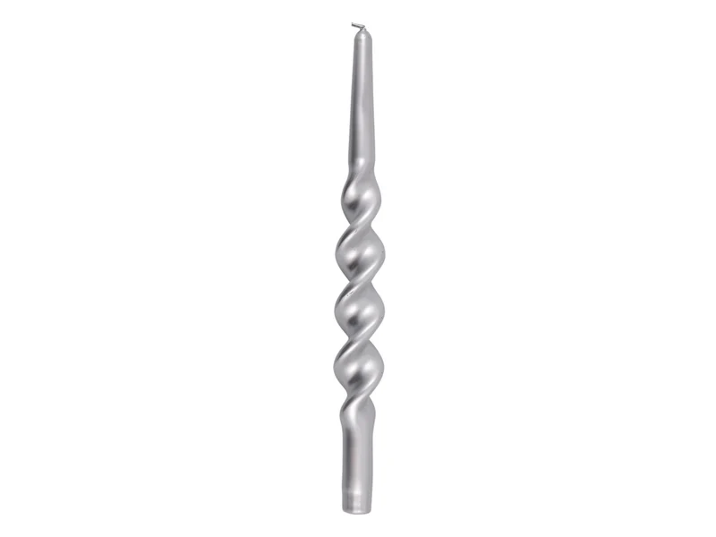 Greengate Kerze semi twisted silver large 2 Stück