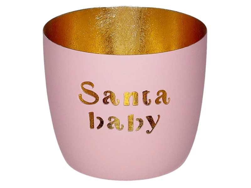 Giftcompany Madras Windlicht M Santa baby rosa/gold 8,5cm