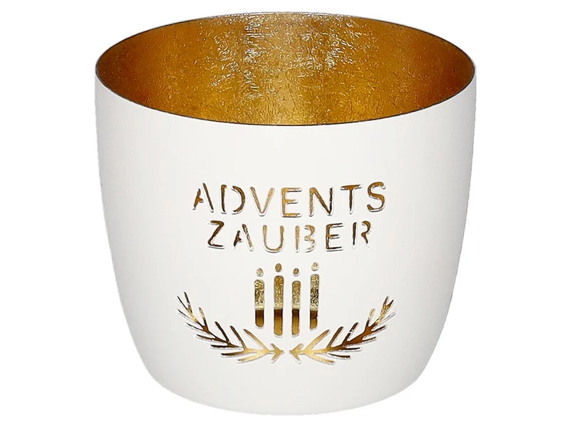 Giftcompany Madras Windlicht M Adventszauber weiß/gold 8,5cm