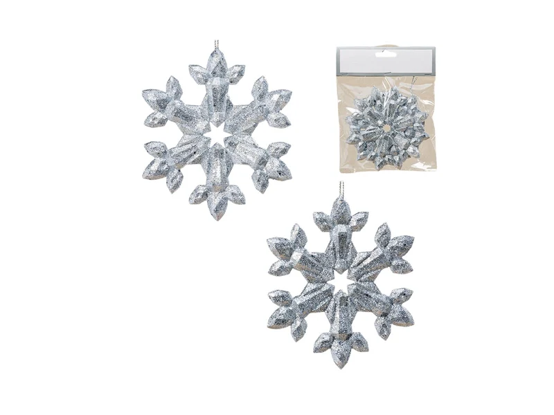 Boltze Flocken Hänger silber 11 cm 2tlg.