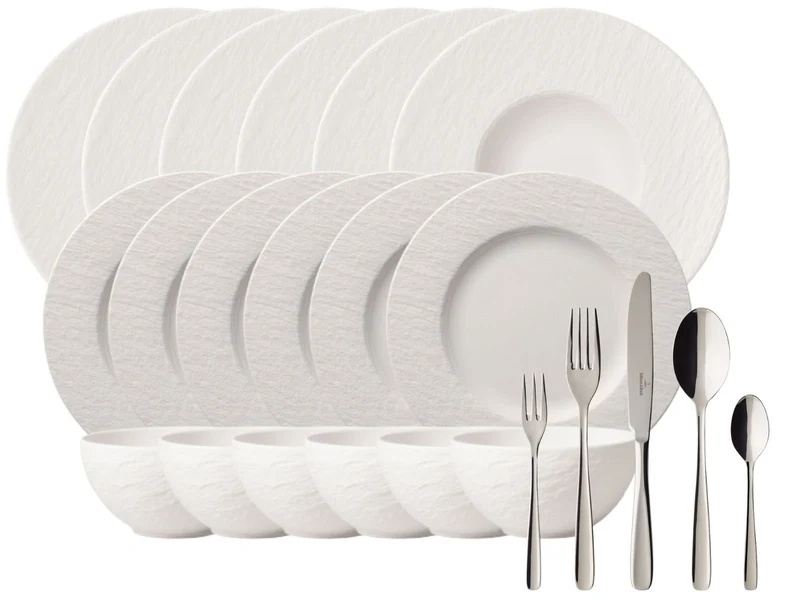 Villeroy & Boch Manufacture Rock blanc Set 18tlg + Besteckset Liam
