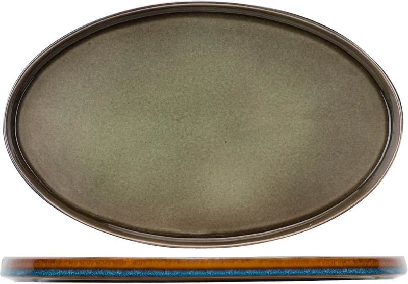 Cosy&Trendy Quintana Green Teller flach oval 35,5 x 23,5 cm