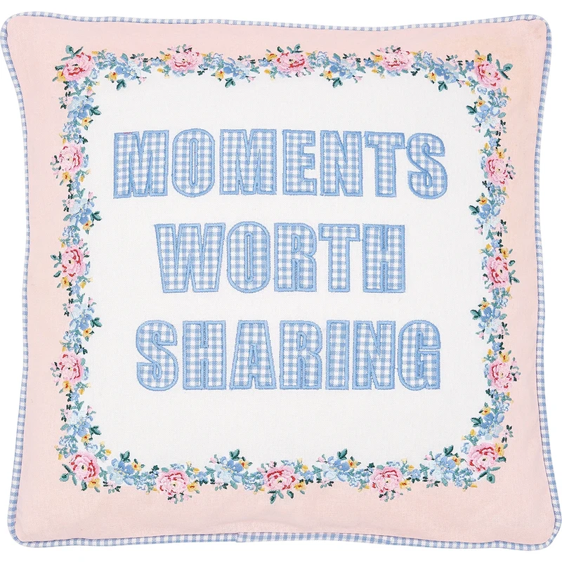 Greengate Laura Moments Kissenhülle dusty blue emb. 40x40 cm
