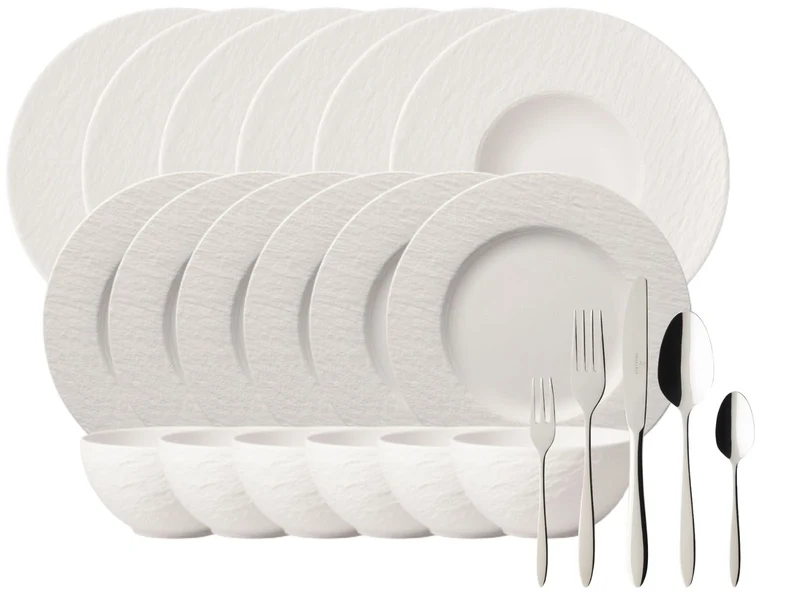 Villeroy & Boch Manufacture Rock blanc Set 18tlg +Besteck Annalena