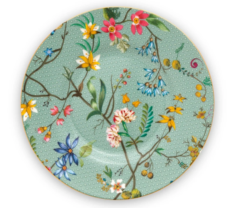 PIP STUDIO Jolie Flowers Blue Teller (Petit Four) 12 cm
