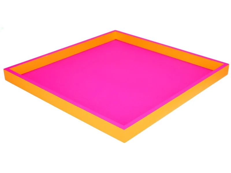 Giftcompany Neo Tablett quadratisch neon pink/ neon orange 32cm
