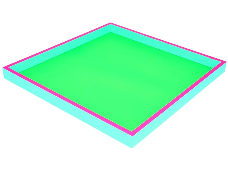 Giftcompany Neo Tablett quadratisch neon grün/neon pink/türkis 32cm
