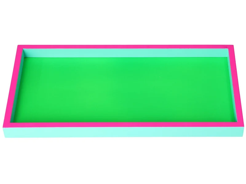 Giftcompany Neo Tablett rechteckig neon grün/neon pink/türkis 30cm