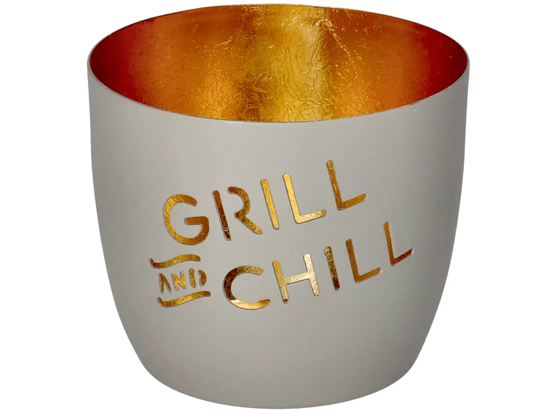 Giftcompany Madras Windlicht M Grill & Chill flannel/gold 8,5cm