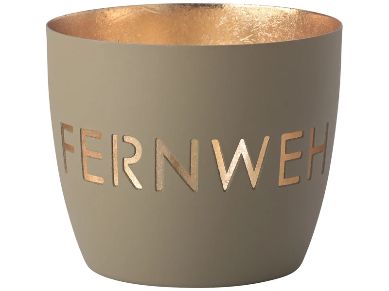 Giftcompany Madras Windlicht M Fernweh sandstone/gold 8,5cm