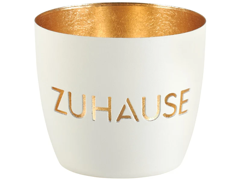 Giftcompany Madras Windlicht M Zuhause weiß/gold 8,5cm
