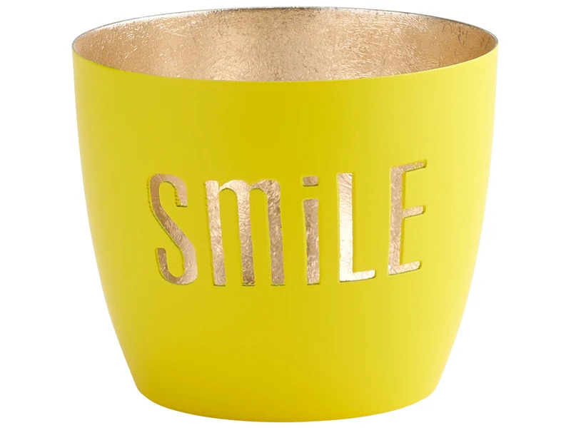 Giftcompany Madras Windlicht M Smile neon gelb/gold 8,5cm