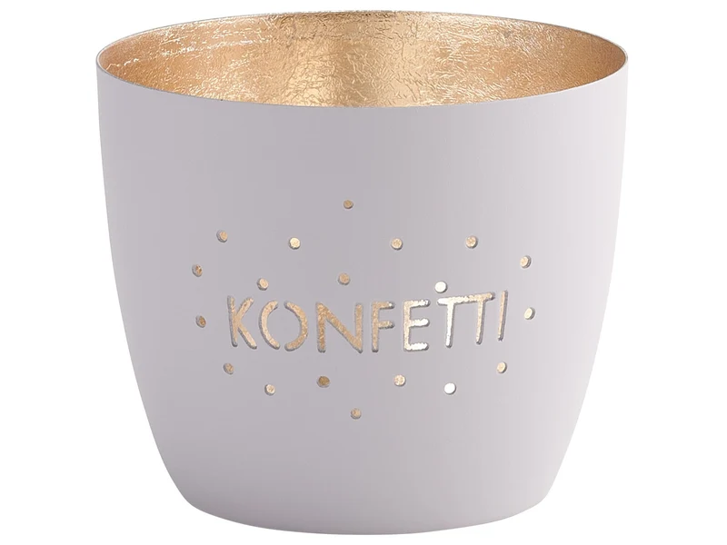Giftcompany Madras Windlicht M Konfetti pastellgrau/gold 8,5cm