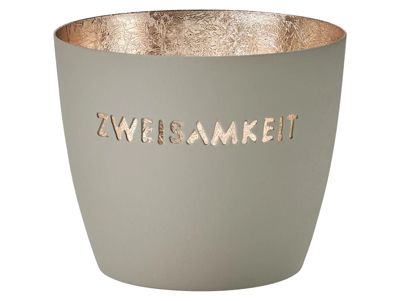 Giftcompany Madras Windlicht M Zweisamkeit flannel/gold 8,5cm