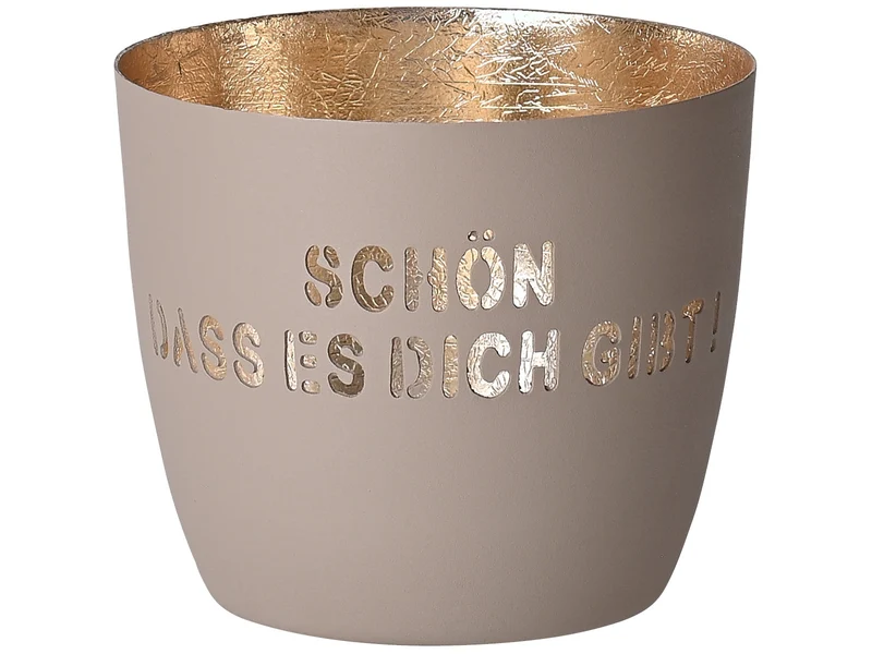 Giftcompany Madras Windlicht M Schön dass es Dich gibt sandstone/gold 8,5cm
