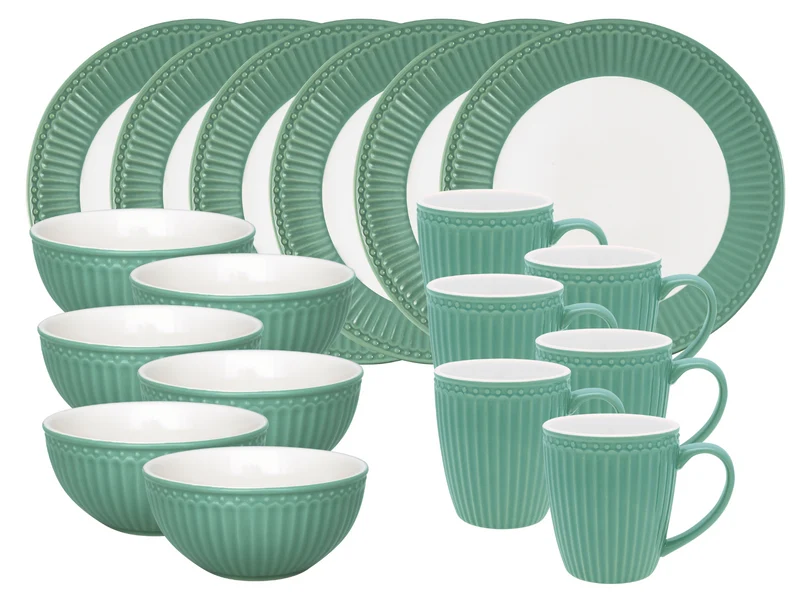 Greengate Alice Frühstücksset dusty green 18tlg