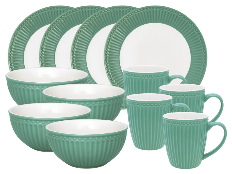 Greengate Alice Frühstücksset dusty green 12tlg