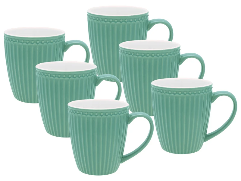 Greengate Alice Becher mit Henkel dusty green 0,4 l Set6