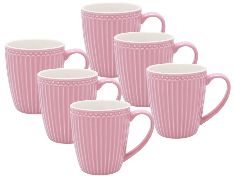 Greengate Alice Becher mit Henkel dusty rose 0,4 l Set6