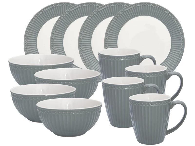Greengate Alice Frühstücksset stone grey 12tlg