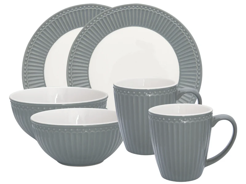 Greengate Alice Frühstücksset stone grey 6tlg