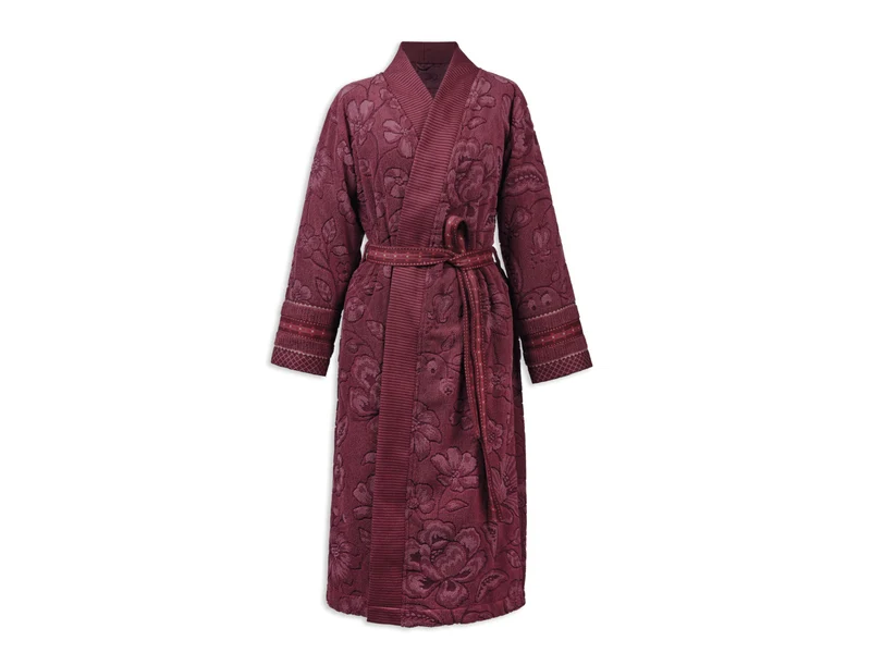 Pip Studio Jasmin Jacquard Bademantel dunkelrosa XS