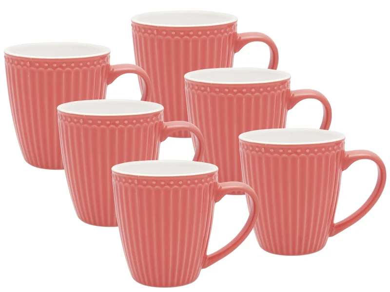 Greengate Alice Becher mit Henkel coral 0,4 l Set6